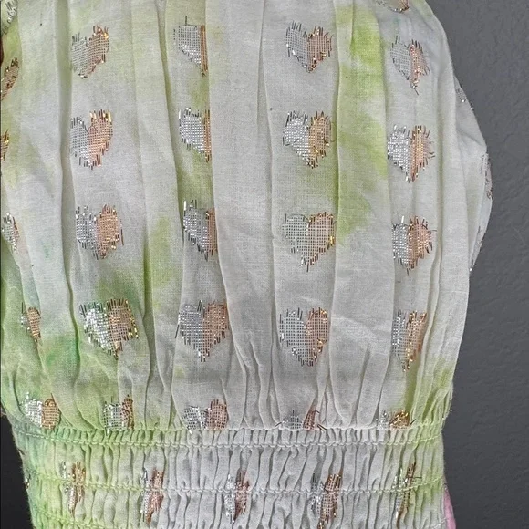 NWT Revolve Majorelle Siesta Key Tie-Dye Metallic Heart Crop Top XL Bandeau - Picture 7 of 9